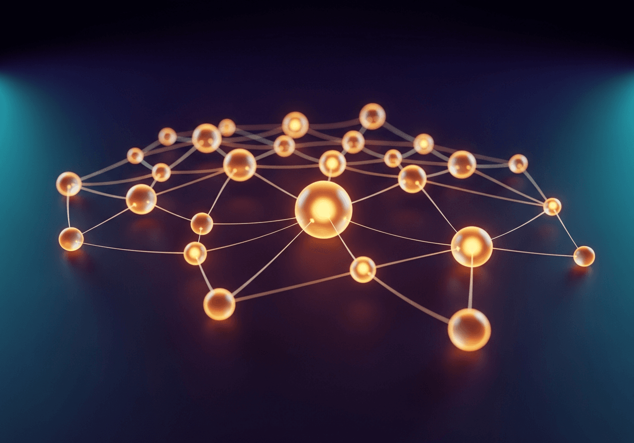 Abstract warm constellation of points evoking a community network